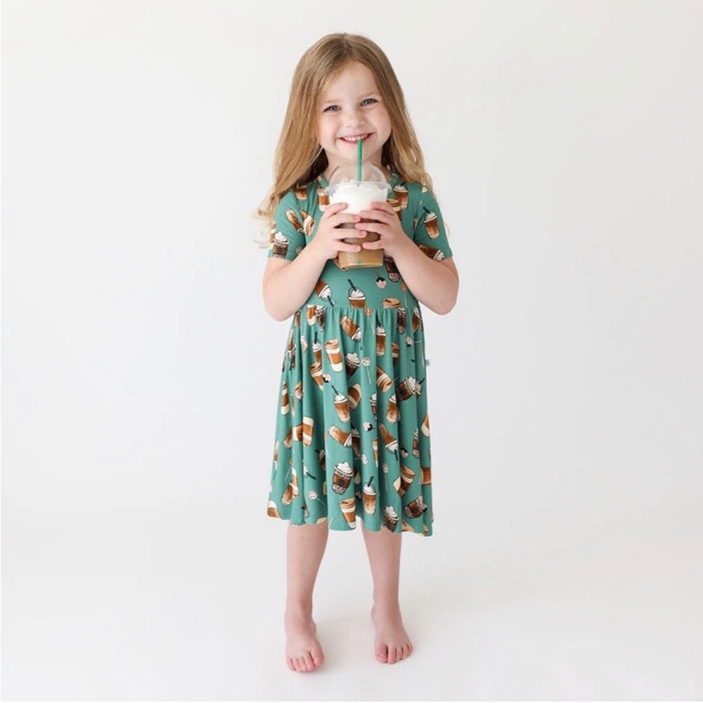 Posh Peanut Morning Brew Dress Starbucks Coffee Style 2T - Picture 2 of 8